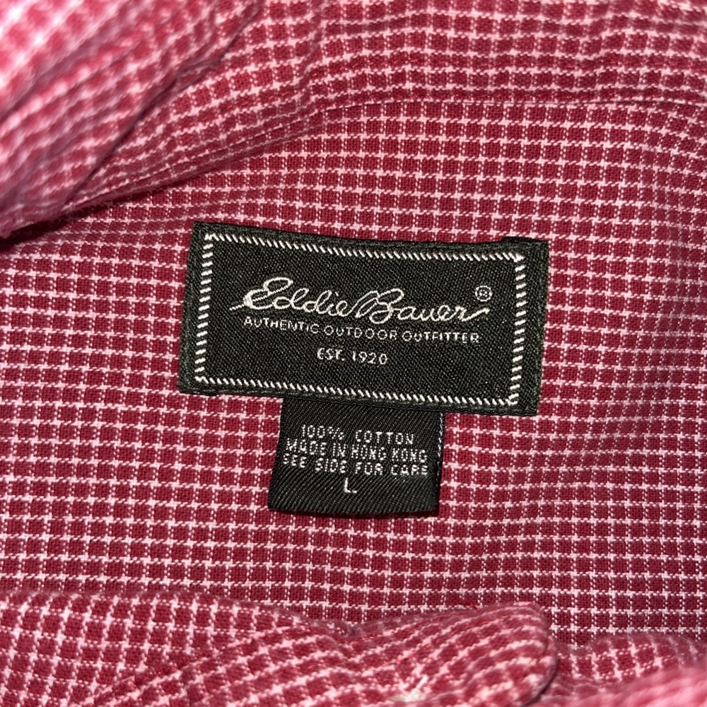 Eddie Bauer Shirt Men's Large Heavy Cottton Red White Gingham Check - Picture 4 of 10
